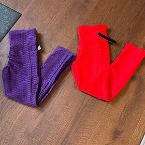 JVINI Red and Purple Women’s Leggings Size Medium